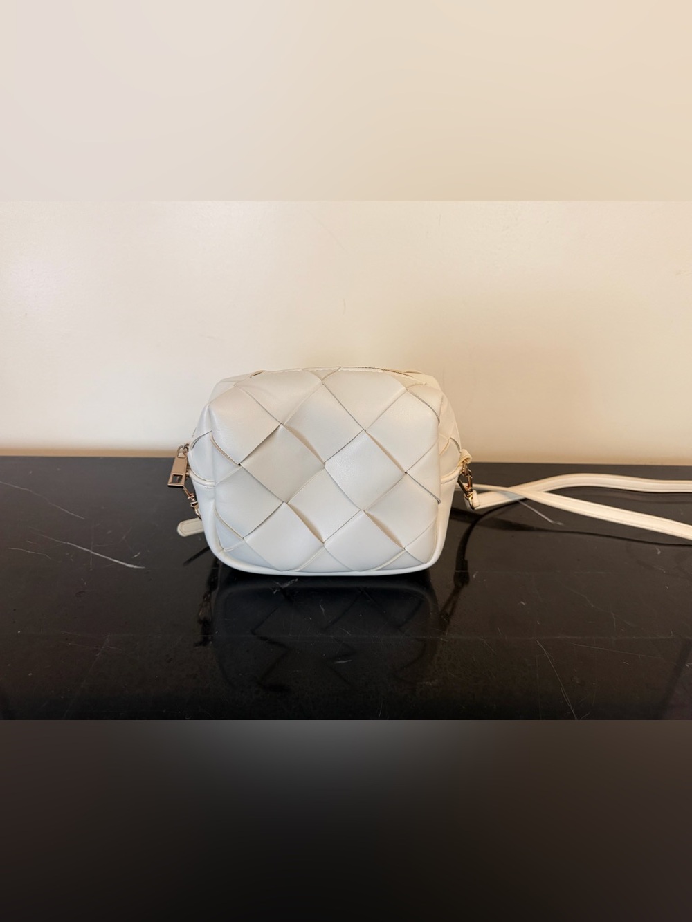 a•new day Cream Woven Crossbody Bag
